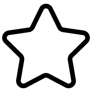 Star flat icon with outline and rounded edges. Isolated vector illustration
