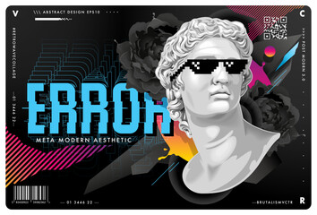 Retrowave Design With Statue in Sunglasses - 536951517