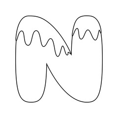 Coloring page with Letter N for kids