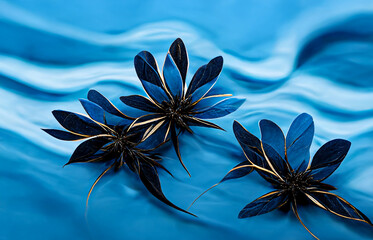 Blue flowers on the sky background wallpaper digital illustration