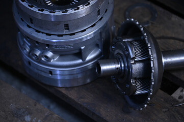 car transmission disassembled for repair