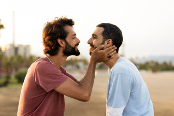 Happy couple kissing. LGBT community..