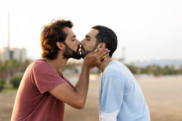 Happy couple kissing. LGBT community..
