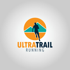 Fototapeta na wymiar Ultra Trail running logo vector illustration on white background