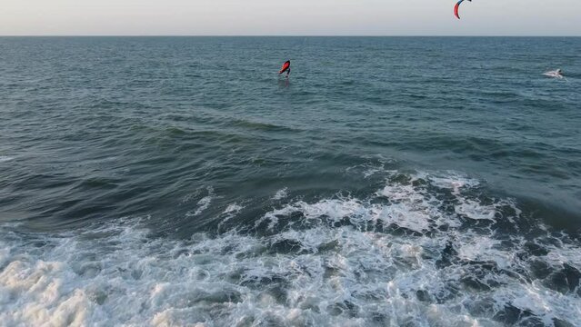 kite surfing on the beach