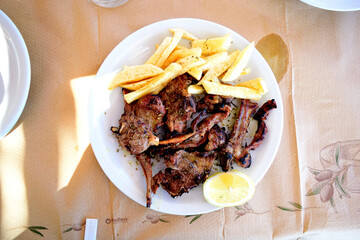 grilled steak with french fries