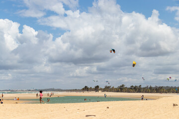 kite surfing on the beach