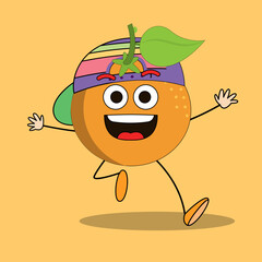 Art illustration Doodle Kawaii Fruits Symbol Character Orange Mascot Activity of Cheerful