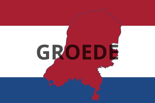 Groede: Illustration mit dem Namen der niederländischen Stadt Groede in der Provinz Zeeland