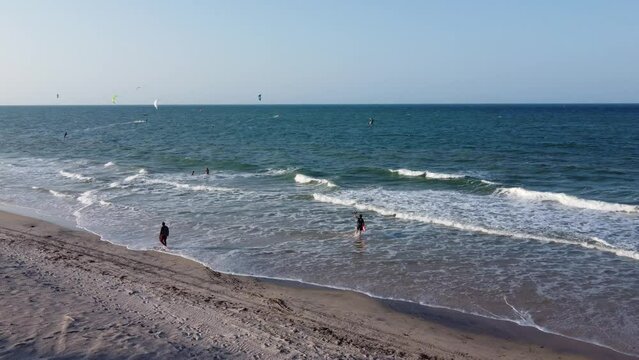 kite surfing on the beach