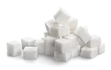 Fotobehang Cubes of sugar on white background © BillionPhotos.com