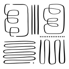 abstract art card poster organic lines and shapes monochrome black modern minimalistic vector linear element set isolated on white background