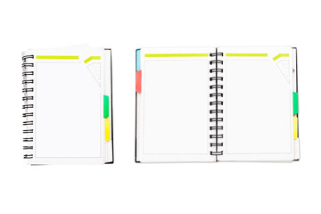 two views of a blank personal organizer with binder