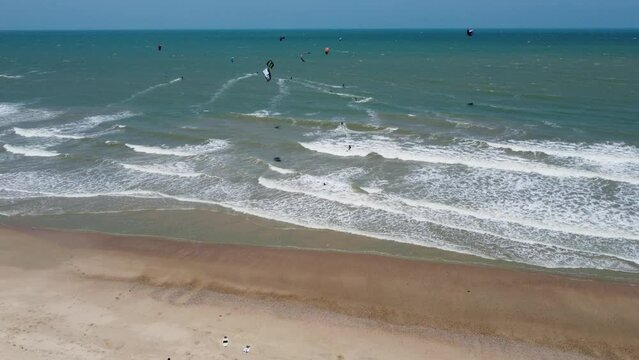 kite surfing on the beach