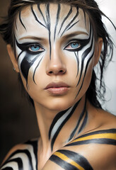 young woman in wild animal coloring