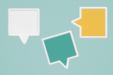 Fototapeta premium blank square speech bubbles paper cut including clipping path on grunge blue background for connecting, communication, correspondence concept