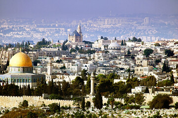Naklejka premium Jerusalem view from the Olive mountain, Israel