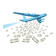 money throwing plane, business finance concept 