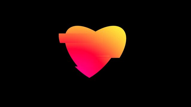 love icon or animated heart shape with glitch effect