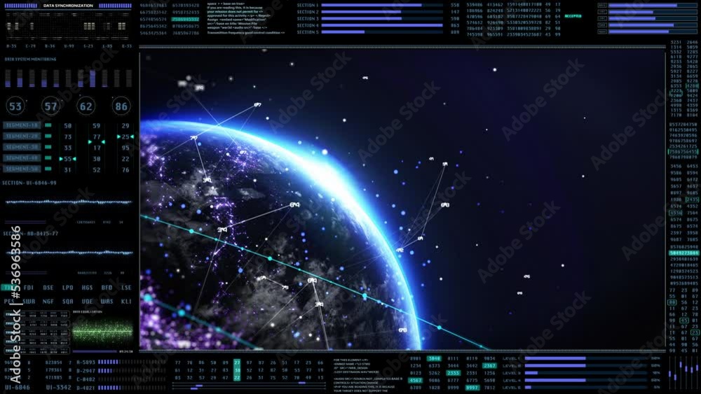 Leinwandbilder HUD futuristic digital earth explorer interface simulation technology display. UI element security scanning sphere data concept 4K motion graphic.
