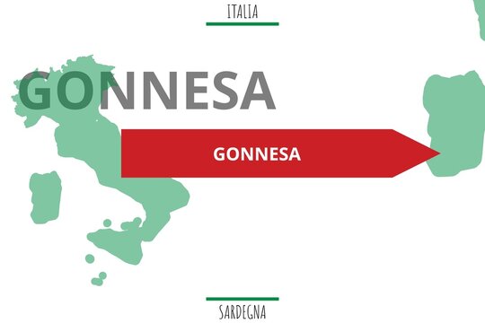 Gonnesa: Illustration mit dem Namen der italienischen Stadt Gonnesa