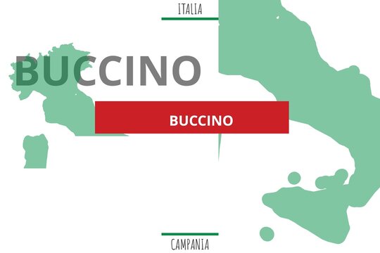 Buccino: Illustration mit dem Namen der italienischen Stadt Buccino