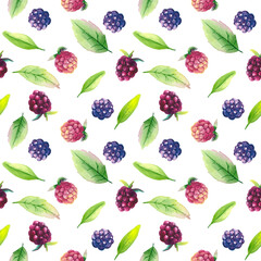 Watercolor Berry Seamless Pattern