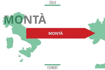 Montà: Illustration mit dem Namen der italienischen Stadt Montà - obrazy, fototapety, plakaty