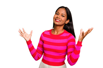 Young Indian woman isolated joyful laughing a lot. Happiness concept.