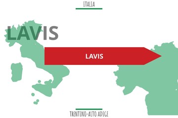 Lavis: Illustration mit dem Namen der italienischen Stadt Lavis - obrazy, fototapety, plakaty