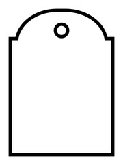 Black outlined gift card, price tag. Isolated png illustration, transparent background. Asset for advertisement, montage, collage, template. Christmas, birthday, love concept.