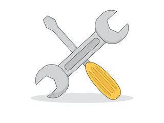Art illustration symbol icon object work tools design handy worker logo of screwdriver and wrench