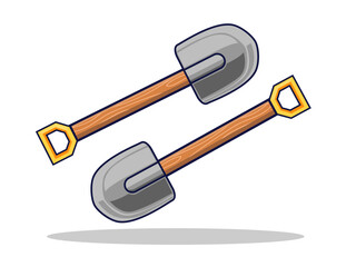 Art illustration symbol icon object work tools design handy worker logo of shovel