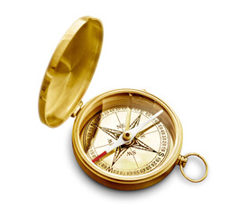 Brass antique compass  on background - obrazy, fototapety, plakaty