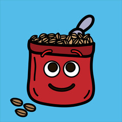 Art illustration symbol flat icon colorful design concept logo of kawaii doodle tea coffee pot