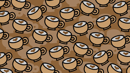 Art illustration background pattern seamless symbol icon colorful design concept logo of heart cappuccino latte