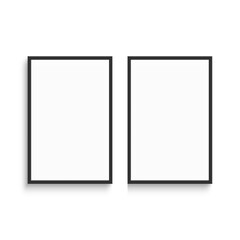 Two vertical frame mock up isolated on transparent background.