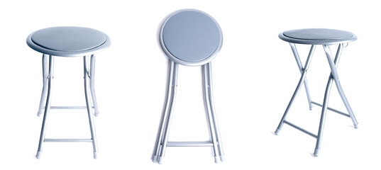 Collapsible padded bar stool isolated