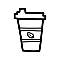 Art illustration icon logo hand draw symbol design sketch of coffee cup takeaway