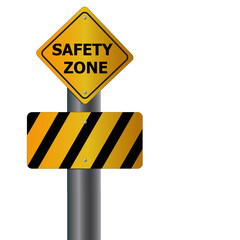 Safety zone label sign. Danger warning.