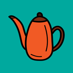 Art illustration icon logo hand draw symbol design of teapot