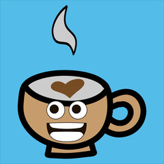 Art illustration symbol flat icon colorful design concept logo of kawaii doodle cappuccino latte