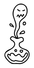 Obraz premium Halloween horror line art illustration. PNG with transparent background.