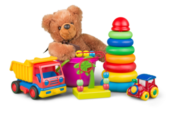 Colorful Toys collection on desk