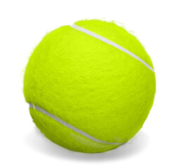 Bright yellow Tennis Ball isolated on white background. Closeup