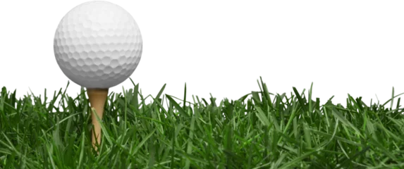 Deurstickers golf ball with a golf tee on a grass © BillionPhotos.com