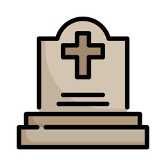 Obraz premium Graveyard icon. Filled outline design. Graveyard at night. Old Tomb.