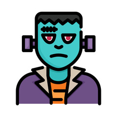 Frankenstein icon. Filled outline design. Halloween Frankenstein. Holiday event halloween.