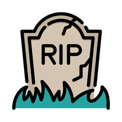 Gravestone icon. Filled outline design. Tombstone grave creepy halloween. Gravestone monument. Gravestone in the cemetery.