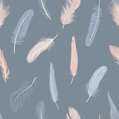 Seamless pattern with delicate feathers